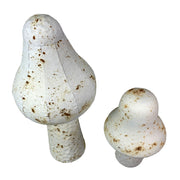 White - Metal - Set - Image 2 - Set of 2 White Metal Mushrooms, Indoor Outdoor Garden Statues, 9 & 16 inch Rustic Modern