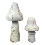 White - Metal - Set - Image 3 - Set of 2 White Metal Mushrooms, Indoor Outdoor Garden Statues, 9 & 16 inch Rustic Modern