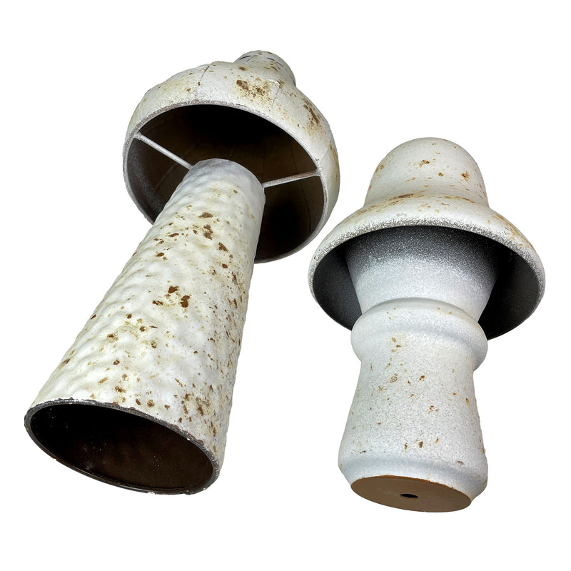 White - Metal - Set - Image 5 - Set of 2 White Metal Mushrooms, Indoor Outdoor Garden Statues, 9 & 16 inch Rustic Modern