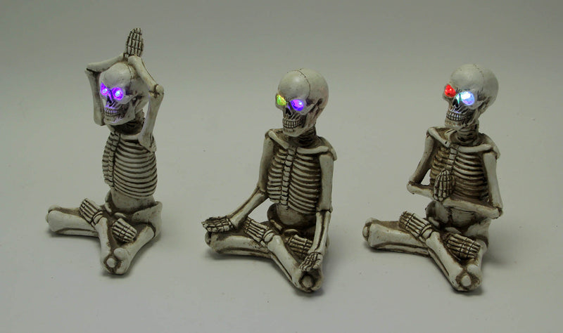 Bone Stretchers Yoga Skeleton Figurines with LED Eyes Set of 3 Image 2