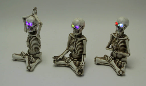 Bone Stretchers Yoga Skeleton Figurines with LED Eyes Set of 3 Image 2
