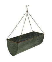 Rustic Galvanized Metal Hanging Planters: Set of 2 Indoor/Outdoor Trough Planters in Grey, 20 and 16 Inches Long, Perfect for
