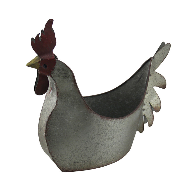 Galvanized Metal Indoor/Outdoor Rooster Planter Image 1