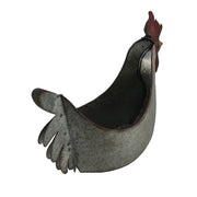 Gray - Image 2 - Rustic Galvanized Grey Metal Rooster Planter - Farmhouse Inspired Indoor and Outdoor Country Garden Decor