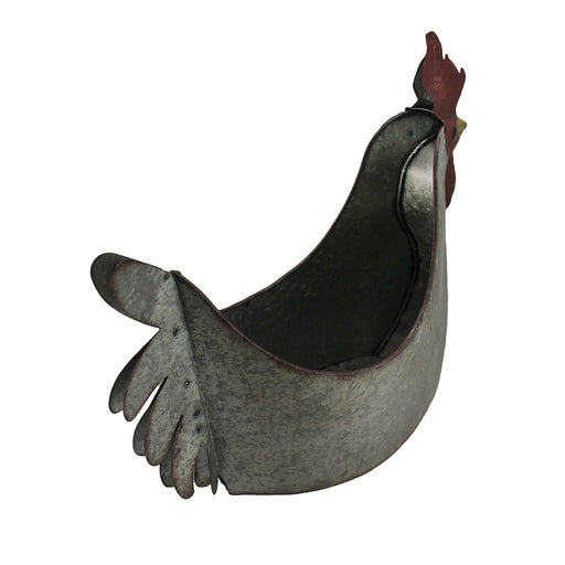 Galvanized Metal Indoor/Outdoor Rooster Planter Image 2
