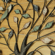 36-inch Tri-Tone Leaves Birds in Branches Metal Tree Wall Décor - Unique Artistic Design for Indoor and Outdoor Use, Easy