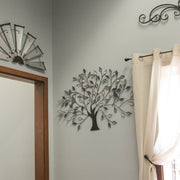 36-inch Tri-Tone Leaves Birds in Branches Metal Tree Wall Décor - Unique Artistic Design for Indoor and Outdoor Use, Easy