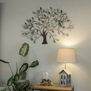 36-inch Tri-Tone Leaves Birds in Branches Metal Tree Wall Décor - Unique Artistic Design for Indoor and Outdoor Use, Easy