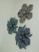 Set of 3 Vintage Blue-Grey Metal Flower Wall Hanging Art Sculptures, 11.5 Inches in Diameter – Blooming Elegance -