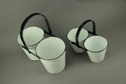 Rustic Black and White Metal Double Planters Set of 2 Image 2
