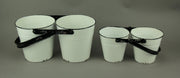 Rustic Black and White Metal Double Planters Set of 2 Image 3