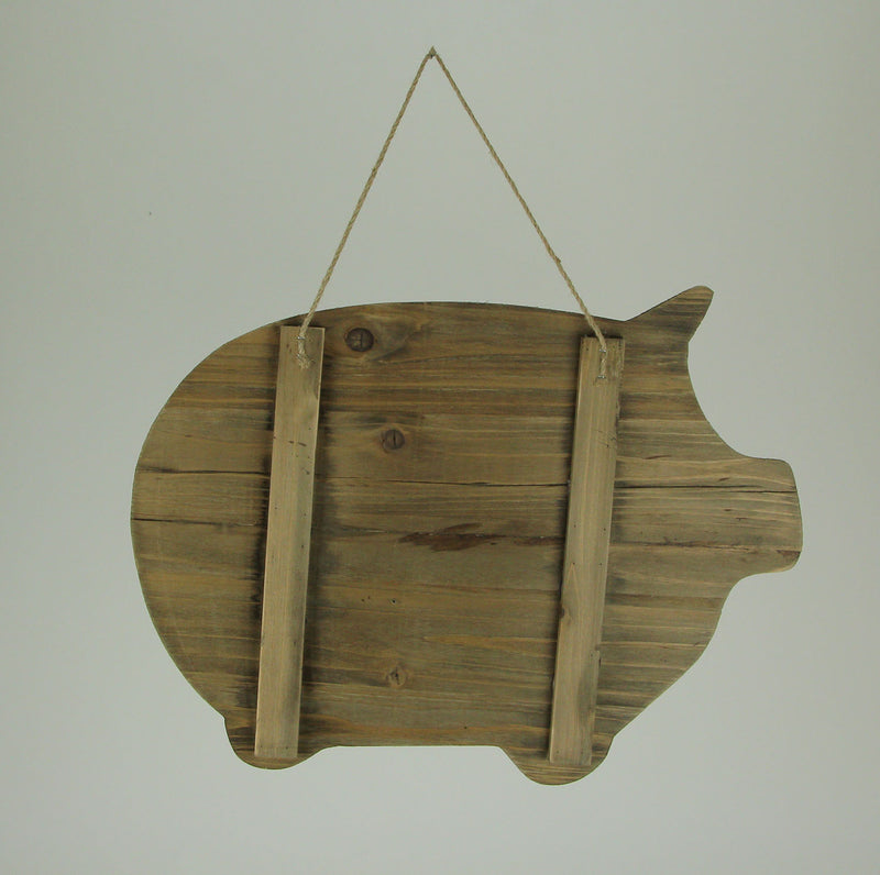 Rustic Wood Farmhouse Pig and Metal Wire Wall Basket Image 3