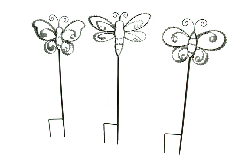Corrugated Metal Ribbon Butterfly Garden Stakes Set of 3 Image 1