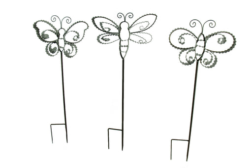 Corrugated Metal Ribbon Butterfly Garden Stakes Set of 3 Image 1