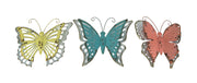 Set of 3 Distressed Finish Metal Butterfly Wall Hangings Galvanized Zinc Accents Image 1