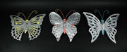 Set of 3 Distressed Finish Metal Butterfly Wall Hangings Galvanized Zinc Accents Image 3