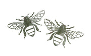 Charming Set of 2 Weathered Galvanized Grey Metal Honey Bee Wall Hangings: Rustic Indoor or Outdoor Decor Accents - 13.75
