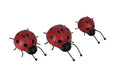 Set of 3 Hand-Painted Red and Black Metal Ladybug Art Sculptures for Garden Decor, Indoor Delight, and Outdoor Enchantment -