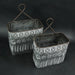 Pair of 2 Antiqued Washed Gray Metal Embossed Southwestern Geometric Design Wall Planters - Simple Installation - Perfect for