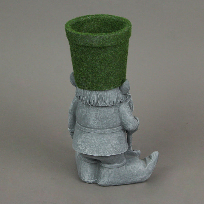 Moss Flocked Resin Garden Gnome Flower Pot Indoor Outdoor Garden Statue Planter Image 4