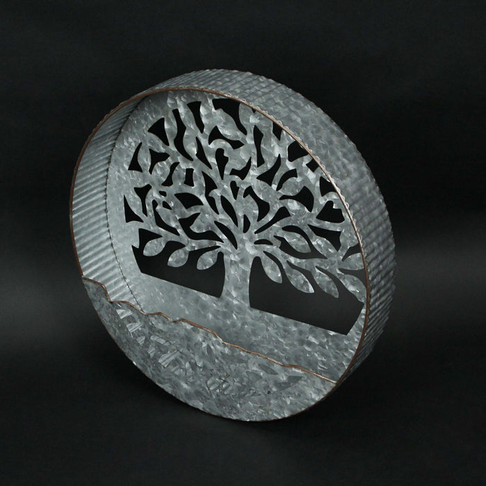 Galvanized Metal Tree of Life Wall Pocket Planter: A Distinctive and Rustic Decorative Vase for Indoor and Outdoor Greenery -