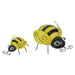 Set of 2 Hand-Painted Black and Yellow Metal Bumble Bee Sculptures - Nature-Themed Accent Decorations for Indoor and Outdoor