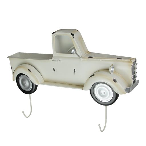 White - Image 1 - White Metal Vintage Truck Wall Hook Rack Decorative Key Coat Holder Towel Hanger