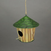Set of 2 Metal Green Leaf Tree Hanging Bird House Outdoor Garden Decor Yard Art Image 2