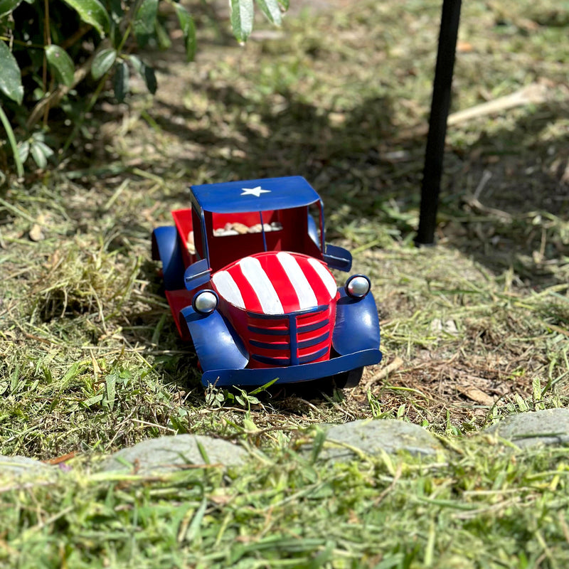 Red - Image 4 - Rustic Red, White, and Blue Metal Vintage Patriotic Pickup Truck Planter: Antique Stars & Stripes Design - 14