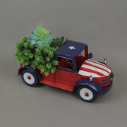 Red - Image 2 - Rustic Red, White, and Blue Metal Vintage Patriotic Pickup Truck Planter: Antique Stars & Stripes Design - 14