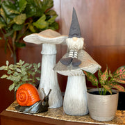 White - MGO - Set - Image 8 - Set of 2 Magnesium Oxide Mushrooms, 14" & 17" Tall, Indoor Outdoor Garden Sculptures, Rustic