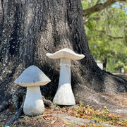 White - MGO - Set - Image 5 - Set of 2 Magnesium Oxide Mushrooms, 14" & 17" Tall, Indoor Outdoor Garden Sculptures, Rustic