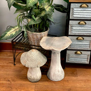 White - MGO - Set - Image 7 - Set of 2 Magnesium Oxide Mushrooms, 14" & 17" Tall, Indoor Outdoor Garden Sculptures, Rustic