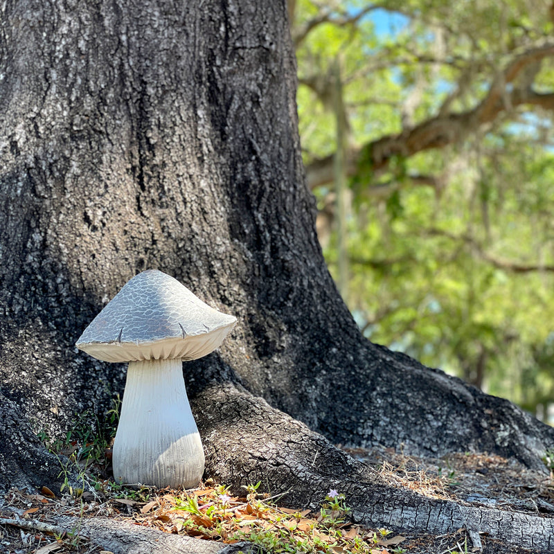 White - MGO - 14 inch - Image 5 - Mushroom Statue 14" High, Magnesium Oxide Garden Decoration, Heavyweight Rustic Sculpture