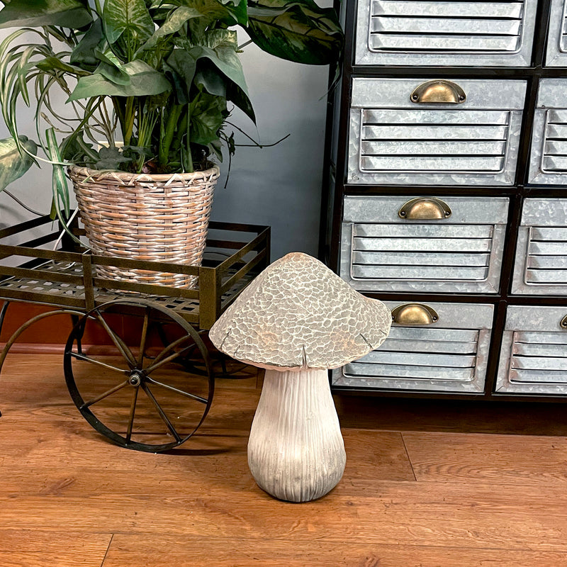 White - MGO - 14 inch - Image 7 - Mushroom Statue 14" High, Magnesium Oxide Garden Decoration, Heavyweight Rustic Sculpture