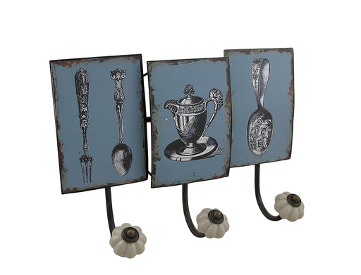 Antique Style Tea Service Distressed Finish Decorative Wall Hook Image 1