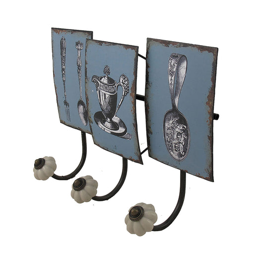 Antique Style Tea Service Distressed Finish Decorative Wall Hook Image 2