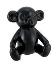 Glossy Black Ceramic Teddy Bear Statue 6 Inch Image 1