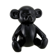Glossy Black Ceramic Teddy Bear Statue 6 Inch Image 1