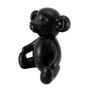 Glossy Black Ceramic Teddy Bear Statue 6 Inch Image 2