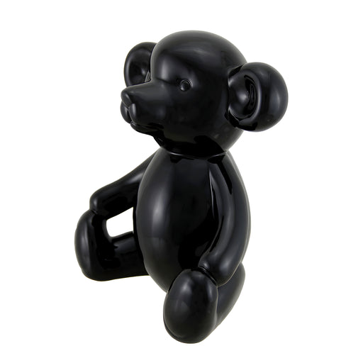 Glossy Black Ceramic Teddy Bear Statue 6 Inch Image 2