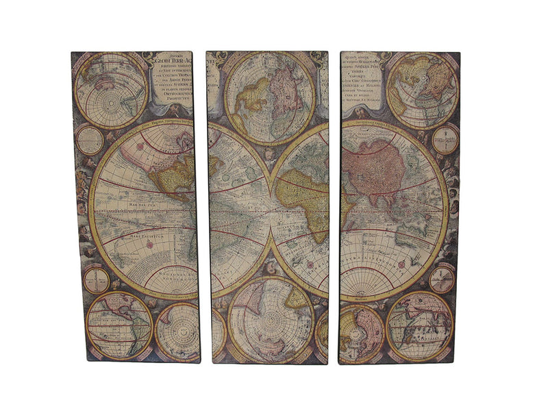 3 Piece Old World Map Canvas Prints Image 1