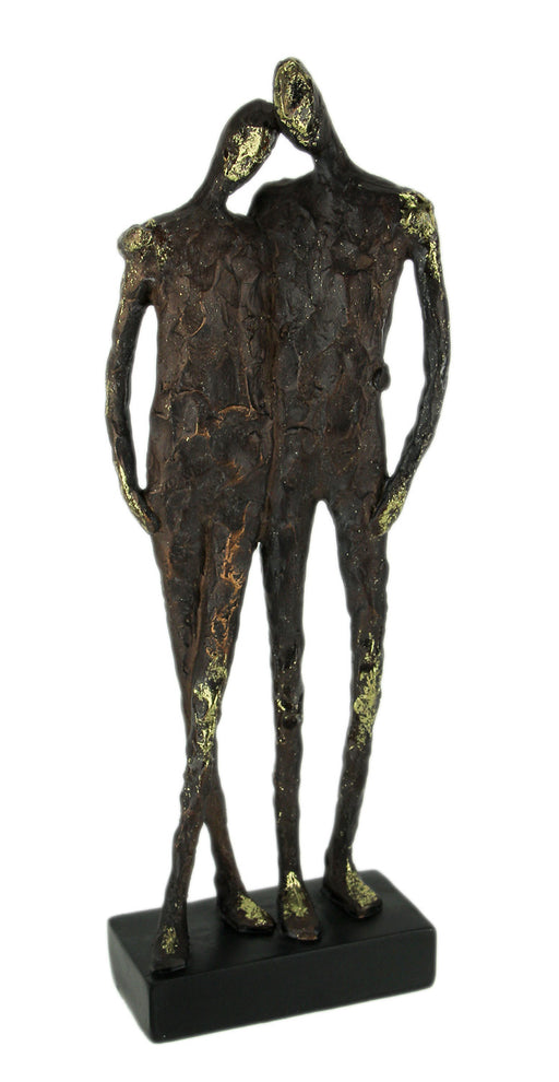 Textured Brown and Metallic Gold Friends Abstract Statue Image 1