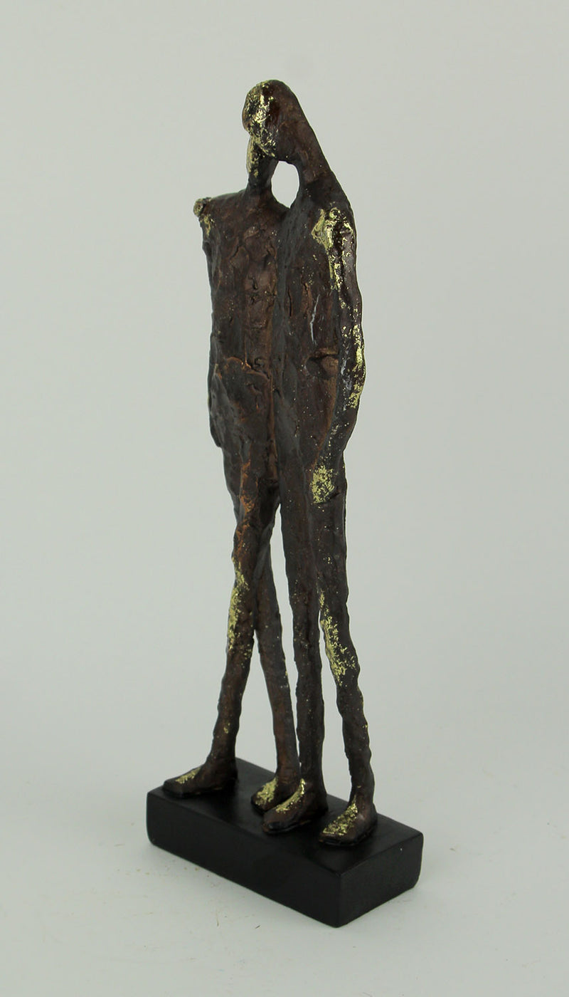 Textured Brown and Metallic Gold Friends Abstract Statue Image 2