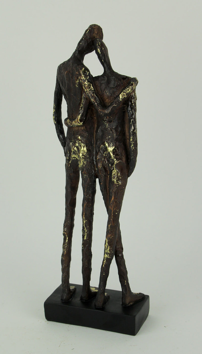 Textured Brown and Metallic Gold Friends Abstract Statue Image 3
