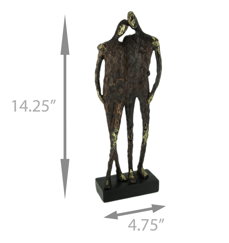 Textured Brown and Metallic Gold Friends Abstract Statue Image 4