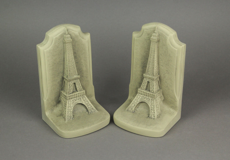 Historical Wonders Collection Aged White Resin Eiffel Tower Bookends - Artistic French Historic Monument Bookshelf Room