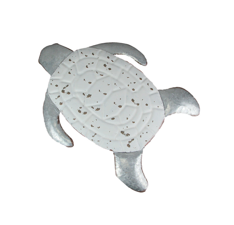White - Image 1 - White Enamel Galvanized Metal Sea Turtle Wall Art, Coastal Decor for Home, Patio, Garden, and Beach House