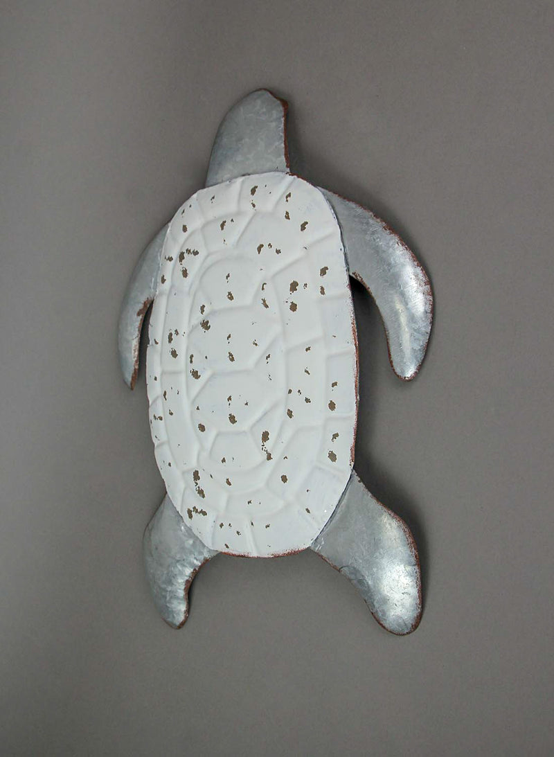 White - Image 2 - White Enamel Galvanized Metal Sea Turtle Wall Art, Coastal Decor for Home, Patio, Garden, and Beach House