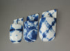 Set of 3 Blue and White Shibori Style Dyed Ceramic Wall Pocket Hangings Boho Décor Image 2